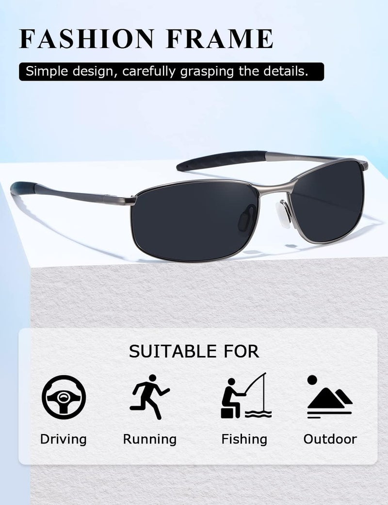 AEVOGUE Polarized Sunglasses For Men Rectangle Metal Frame Retro Sun Glasses AE0395 - Image 3